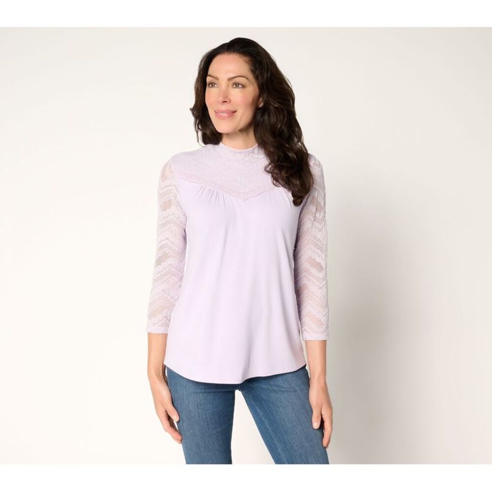 LEGO Women's Top Sz 2XS (XXS) Rayon 230 Mock Neck Lace Purple A704061